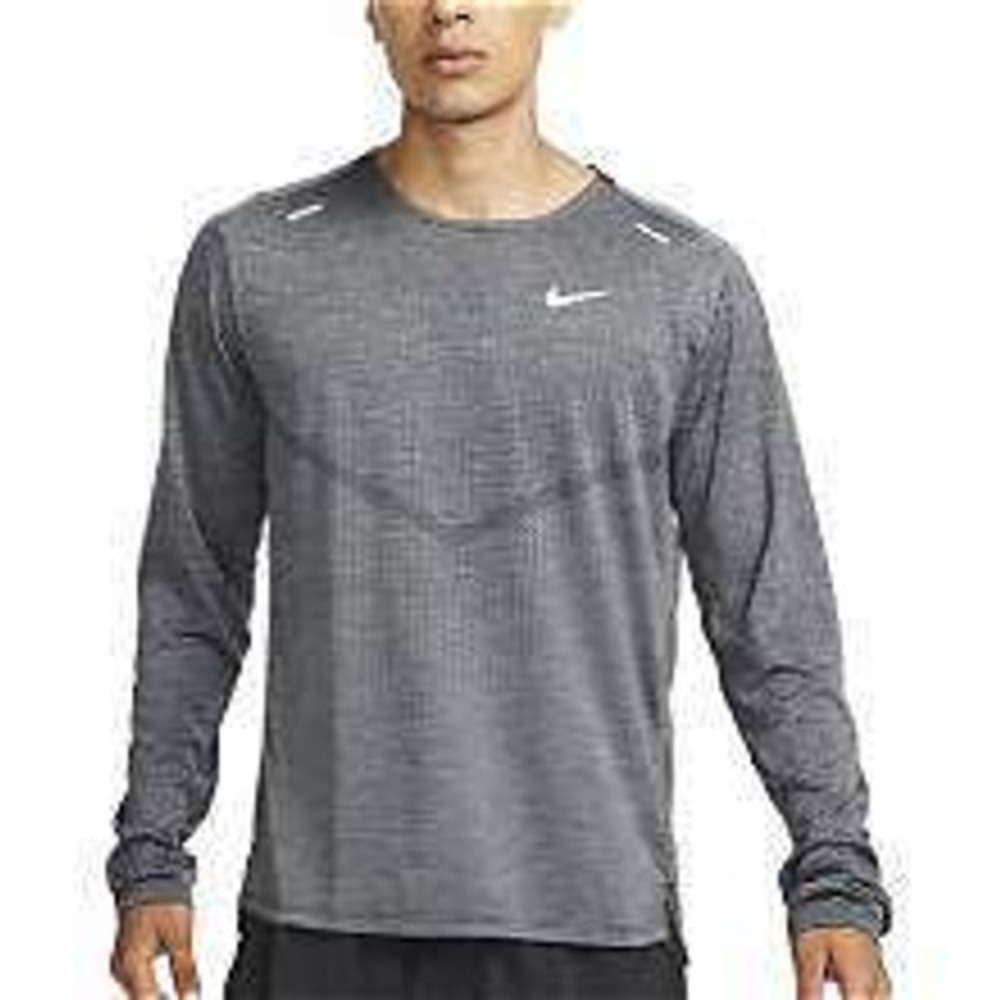Nike Mens Dri-FIT ADV Running Shirt Size S Charcoal TechKnit Reflect Long Sleeve